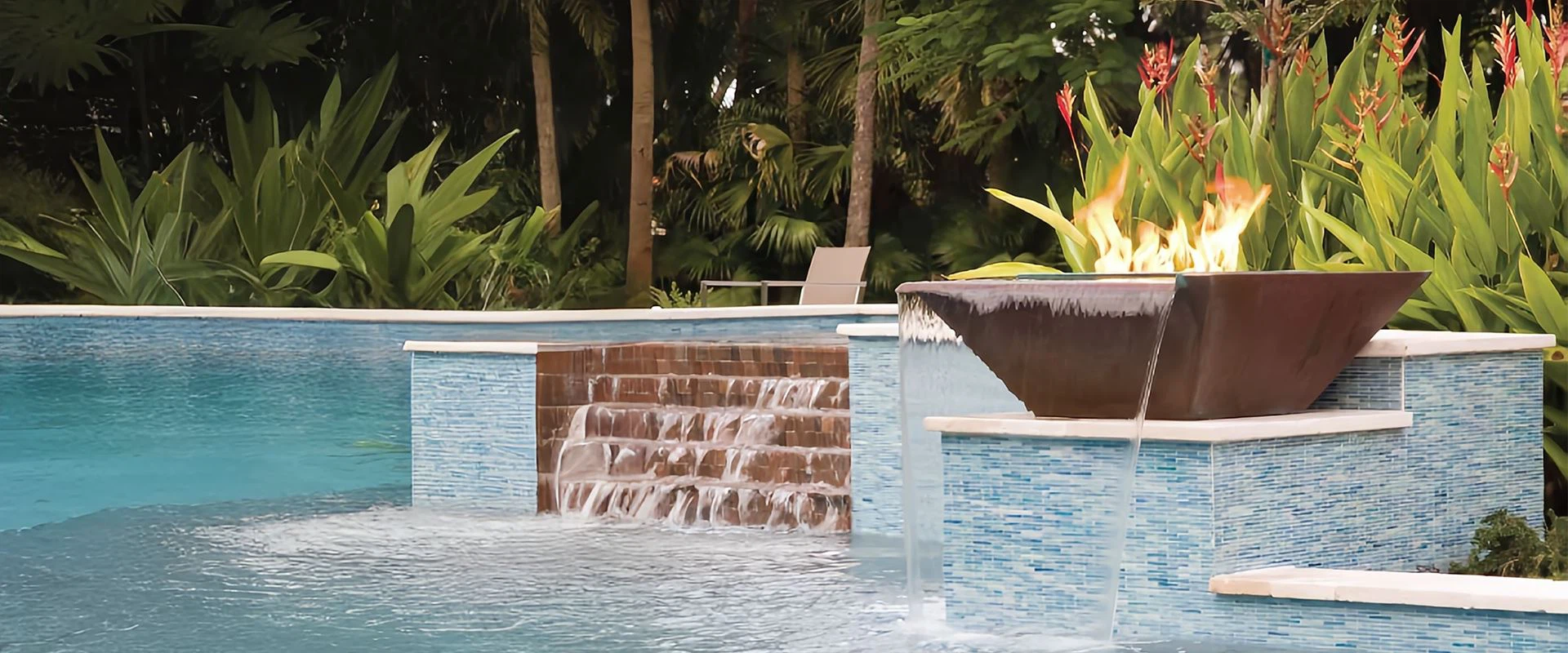 Gas Burning Fire Pit Waterfall Bowls